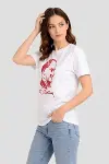Atatürk Baskılı Tişört Kısa Kollu Bisiklet Yaka T-Shirt - Beyaz-3
