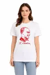 Atatürk Baskılı Tişört Kısa Kollu Bisiklet Yaka T-Shirt - Beyaz-1
