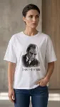 Atatürk Baskılı Tişört Kısa Kollu Bisiklet Yaka T-Shirt - Beyaz-2
