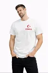 Erkek TÜRKİYE Ay Yıldız Baskılı Taraftar Forma T-Shirt - Beyaz-2