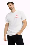 Erkek TÜRKİYE Ay Yıldız Baskılı Taraftar Forma T-Shirt - Beyaz-3