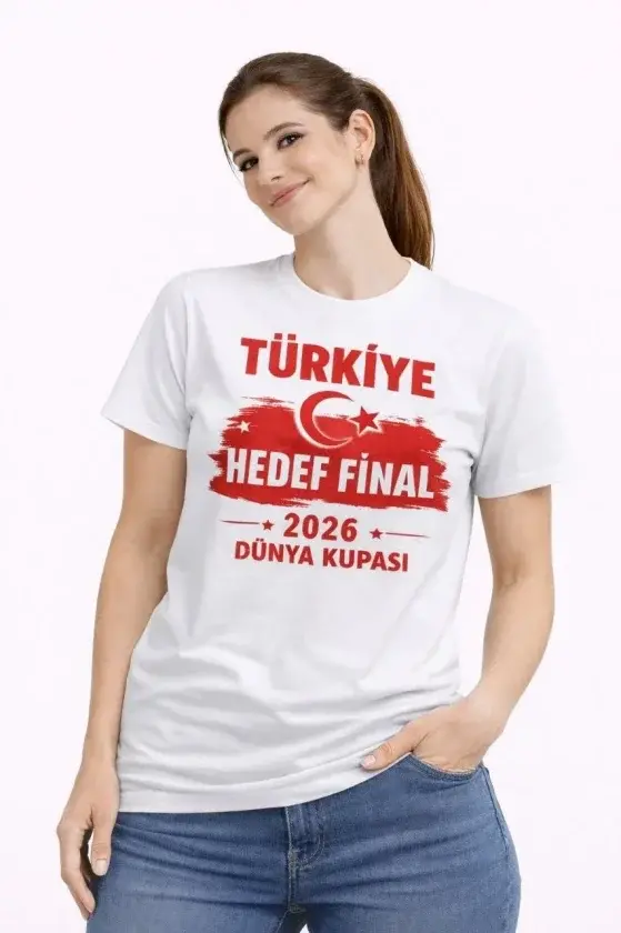 TÜRKİYE Baskılı Tişört Ay Yıldız 2026 Dünya Kupası Taraftar Forma T-Shirt - Beyaz-1 TÜRKİYE Baskılı Tişört Ay Yıldız 2026 Dünya Kupası Taraftar Forma T-Shirt - Beyaz-1