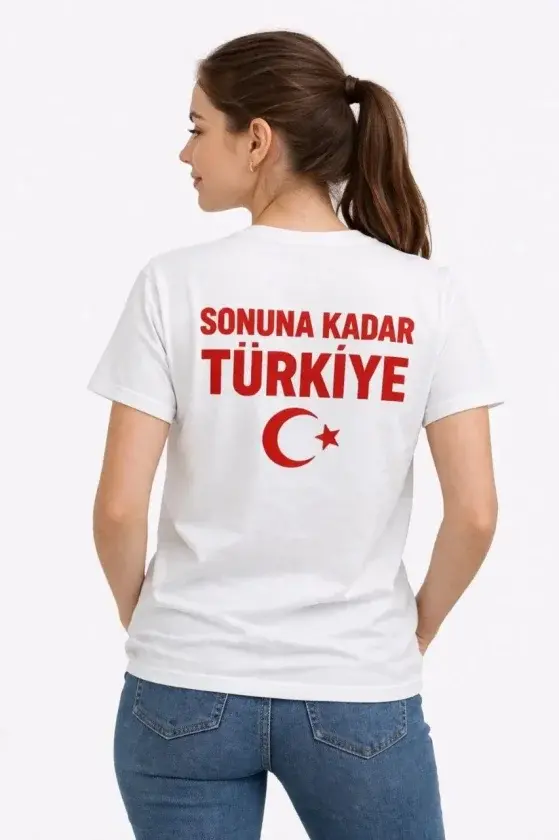 TÜRKİYE Ay Yıldız Baskılı Taraftar Forma T-Shirt - Beyaz-1 TÜRKİYE Ay Yıldız Baskılı Taraftar Forma T-Shirt - Beyaz-1