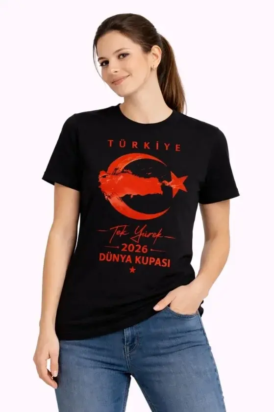 TÜRKİYE Ay Yıldız 2026 Dünya Kupasi Taraftar Forma T-Shirt - Siyah-1 TÜRKİYE Ay Yıldız 2026 Dünya Kupasi Taraftar Forma T-Shirt - Siyah-1