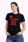 TÜRKİYE Ay Yıldız Baskılı 10 Numara Forma Tişört Taraftar T-Shirt - Siyah-3