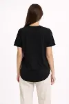 Basic T-Shirt Kısa Kol Bisiklet Yaka Oval Kesim Tişört - Siyah-2