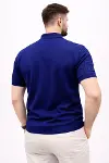 Erkek Yazlık Triko Tişört Kısa Kol Polo Yaka Düğmeli T-Shirt - Lacivert-3