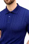 Erkek Yazlık Triko Tişört Kısa Kol Polo Yaka Düğmeli T-Shirt - Lacivert-4