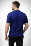 Erkek Yazlık Triko Dokuma Tişört Kısa Kol Bisiklet Yaka Örgü Desenli T-Shirt - Lacivert-2