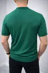 Erkek Yazlık Triko Dokuma Tişört Kısa Kol Bisiklet Yaka Örgü Desenli T-Shirt - Haki-3