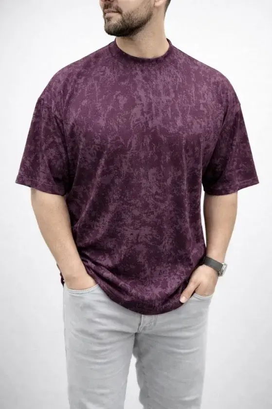 Erkek Premium Tişört OSY Yumuşak Dokulu Yıkamalı Oversize T-Shirt - Bordo-1 Erkek Premium Tişört OSY Yumuşak Dokulu Yıkamalı Oversize T-Shirt - Bordo-1