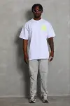 Erkek Baskılı T-Shirt Kısa Kol Bisiklet Yaka Regular Fit Rahat Kalıp Günlük Tişört - Beyaz-2