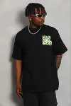 Erkek Baskılı T-Shirt Kısa Kol Bisiklet Yaka Regular Fit Rahat Kalıp Günlük Tişört - Siyah-2