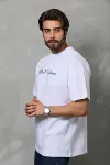 Erkek Baskılı T-Shirt Kısa Kol Bisiklet Yaka Regular Fit Rahat Kalıp Günlük Tişört - Beyaz-2