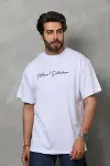 Erkek Baskılı T-Shirt Kısa Kol Bisiklet Yaka Regular Fit Rahat Kalıp Günlük Tişört - Beyaz-3