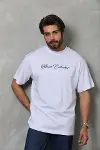 Erkek Baskılı T-Shirt Kısa Kol Bisiklet Yaka Regular Fit Rahat Kalıp Günlük Tişört - Beyaz-4