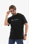 Erkek Baskılı T-Shirt Kısa Kol Bisiklet Yaka Regular Fit Rahat Kalıp Günlük Tişört - Siyah-3