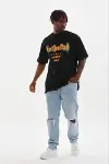 Erkek Baskılı T-Shirt Kısa Kol Bisiklet Yaka Regular Fit Rahat Kalıp Günlük Tişört - Siyah-2