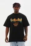 Erkek Baskılı T-Shirt Kısa Kol Bisiklet Yaka Regular Fit Rahat Kalıp Günlük Tişört - Siyah-3