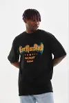 Erkek Baskılı T-Shirt Kısa Kol Bisiklet Yaka Regular Fit Rahat Kalıp Günlük Tişört - Siyah-1