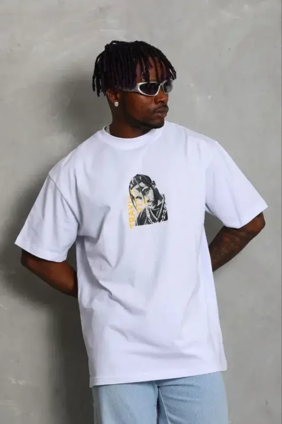 Erkek Baskılı T-Shirt Kısa Kol Bisiklet Yaka Regular Fit Rahat Kalıp Günlük Tişört - Beyaz-1 Erkek Baskılı T-Shirt Kısa Kol Bisiklet Yaka Regular Fit Rahat Kalıp Günlük Tişört - Beyaz-1