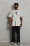 Erkek Baskılı T-Shirt Kısa Kol Bisiklet Yaka Regular Fit Rahat Kalıp Günlük Tişört - Gri-2