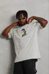 Erkek Baskılı T-Shirt Kısa Kol Bisiklet Yaka Regular Fit Rahat Kalıp Günlük Tişört - Gri-3