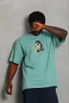 Erkek Baskılı T-Shirt Kısa Kol Bisiklet Yaka Regular Fit Rahat Kalıp Günlük Tişört - Mint Yeşili-3