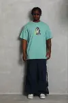 Erkek Baskılı T-Shirt Kısa Kol Bisiklet Yaka Regular Fit Rahat Kalıp Günlük Tişört - Mint Yeşili-1