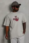Erkek Baskılı T-Shirt Kısa Kol Bisiklet Yaka Regular Fit Rahat Kalıp Günlük Tişört - Gri-4