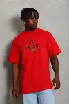 Erkek Baskılı T-Shirt Kısa Kol Bisiklet Yaka Regular Fit Rahat Kalıp Günlük Tişört - Kırmızı-2