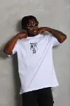 Erkek Baskılı T-Shirt Kısa Kol Bisiklet Yaka Regular Fit Rahat Kalıp Günlük Tişört - Beyaz-3