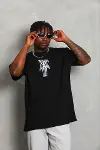 Erkek Baskılı T-Shirt Kısa Kol Bisiklet Yaka Regular Fit Rahat Kalıp Günlük Tişört - Siyah-2