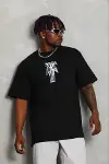 Erkek Baskılı T-Shirt Kısa Kol Bisiklet Yaka Regular Fit Rahat Kalıp Günlük Tişört - Siyah-3