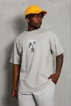 Erkek Baskılı T-Shirt Kısa Kol Bisiklet Yaka Regular Fit Rahat Kalıp Günlük Tişört - Gri-3