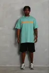 Erkek Baskılı T-Shirt Kısa Kol Bisiklet Yaka Regular Fit Rahat Kalıp Günlük Tişört - Mint Yeşili-2