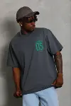 Erkek Baskılı T-Shirt Kısa Kol Bisiklet Yaka Regular Fit Rahat Kalıp Günlük Tişört - Füme-2