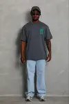 Erkek Baskılı T-Shirt Kısa Kol Bisiklet Yaka Regular Fit Rahat Kalıp Günlük Tişört - Füme-3