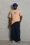 Erkek Baskılı T-Shirt Kısa Kol Bisiklet Yaka Regular Fit Rahat Kalıp Günlük Tişört - Bej-2