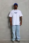 Erkek Baskılı T-Shirt Kısa Kol Bisiklet Yaka Regular Fit Rahat Kalıp Günlük Tişört - Beyaz-2