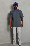 Erkek Baskılı T-Shirt Kısa Kol Bisiklet Yaka Regular Fit Rahat Kalıp Günlük Tişört - Füme-3