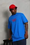 Erkek Baskılı T-Shirt Kısa Kol Bisiklet Yaka Regular Fit Rahat Kalıp Günlük Tişört - Saks Mavisi-2