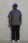 Erkek Baskılı T-Shirt Kısa Kol Bisiklet Yaka Regular Fit Rahat Kalıp Günlük Tişört - Füme-2