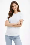 Bisiklet Yaka Tişört Regular Kalıp Basic Pamuklu Günlük Kullanım T-shirt - Beyaz-1