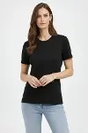 Bisiklet Yaka Tişört Regular Kalıp Basic Pamuklu Günlük Kullanım T-shirt - Siyah-4
