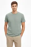 Erkek Bisiklet Yaka Tişört Regular Kalıp Basic Pamuklu Günlük Kullanım T-shirt - Mint Yeşili-3