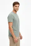 Erkek Bisiklet Yaka Tişört Regular Kalıp Basic Pamuklu Günlük Kullanım T-shirt - Mint Yeşili-4