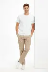 Erkek Bisiklet Yaka Tişört Regular Kalıp Basic Pamuklu Günlük Kullanım T-shirt - Beyaz-3