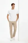 Erkek Bisiklet Yaka Tişört Regular Kalıp Basic Pamuklu Günlük Kullanım T-shirt - Beyaz-4