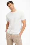 Erkek Bisiklet Yaka Tişört Regular Kalıp Basic Pamuklu Günlük Kullanım T-shirt - Beyaz-1